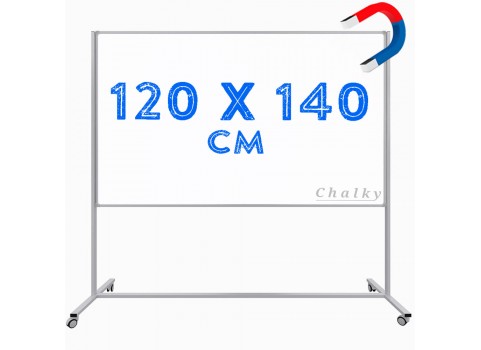 Chalky Mobil Tekerlekli Tek Tarafli Manyetik Beyaz Yazı Tahtası 120x140 cm